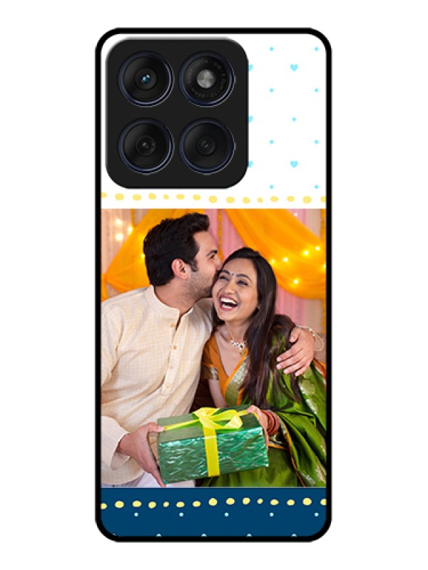 Custom Edge 60 Fusion Custom Glass Phone Case - White And Blue Abstract Design