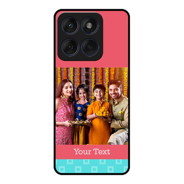 Edge 60 Fusion Custom Glass Phone Case - Peach & Blue Color Design