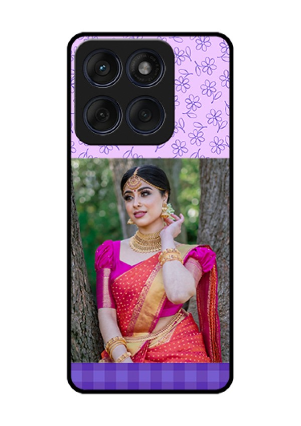 Edge 60 Fusion Custom Glass Phone Case - Purple Floral Design
