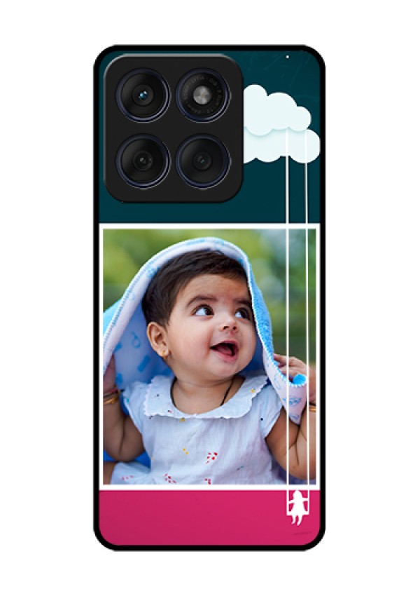 Edge 60 Fusion Custom Glass Phone Case - Cute Girl With Cloud Design