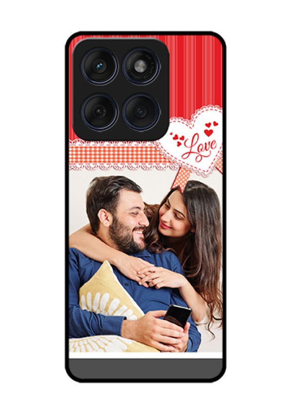 Edge 60 Fusion Custom Glass Phone Case - Red Love Pattern Design