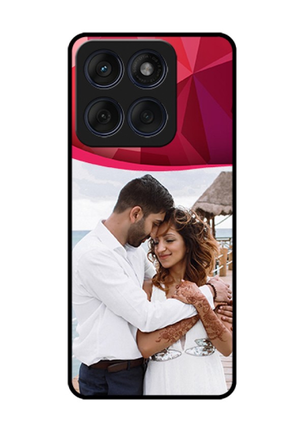 Edge 60 Fusion Custom Glass Phone Case - Red Abstract Design