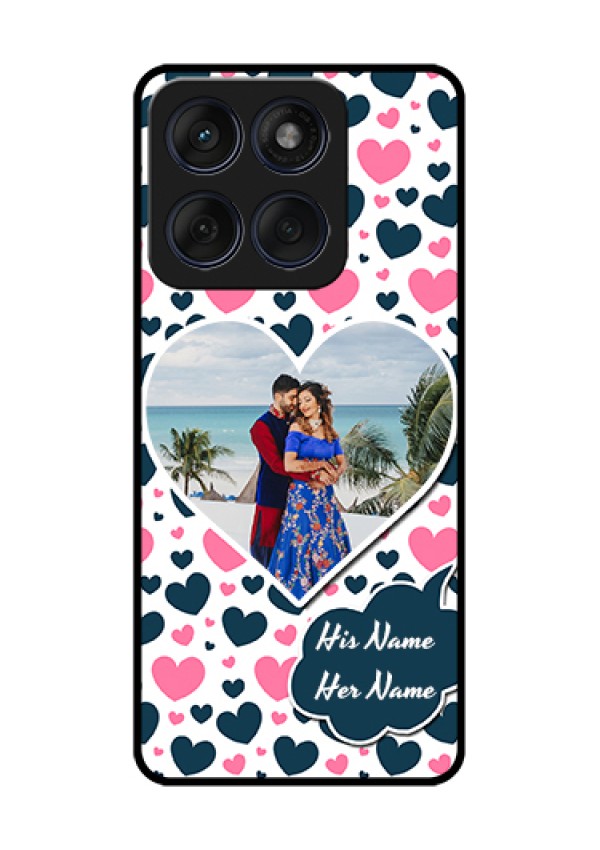 Edge 60 Fusion Custom Glass Phone Case - Pink & Blue Heart Design