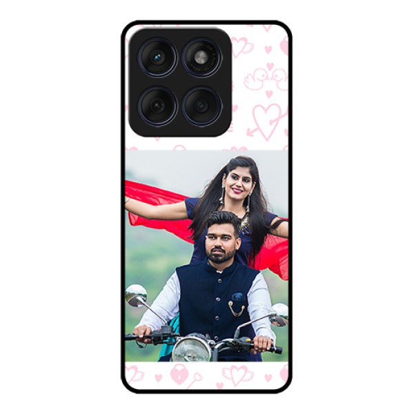 Edge 60 Fusion Custom Glass Phone Case - Pink Flying Heart Design