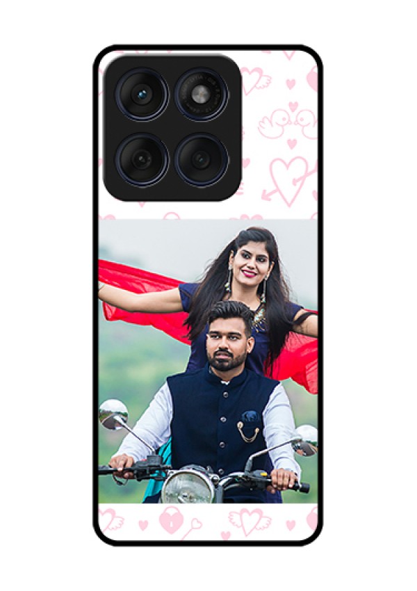 Edge 60 Fusion Custom Glass Phone Case - Pink Flying Heart Design
