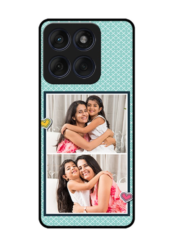 Edge 60 Fusion Custom Glass Phone Case - 2 Image Holder With Pattern Design