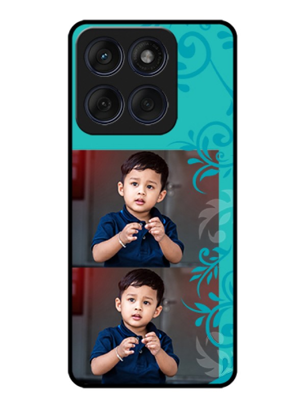 Custom Edge 60 Fusion Custom Glass Phone Case - With Photo And Green Floral Design