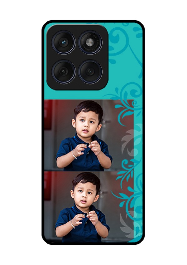 Edge 60 Fusion Custom Glass Phone Case - With Photo And Green Floral Design