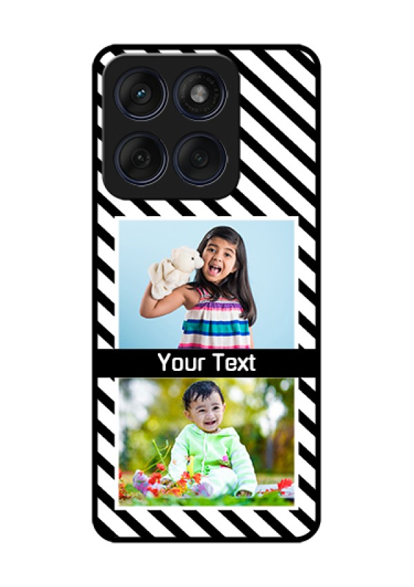 Edge 60 Fusion Custom Glass Phone Case - Black And White Stripes Design