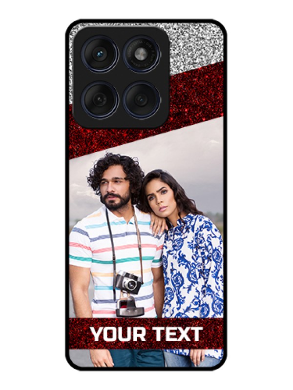 Custom Edge 60 Fusion Custom Glass Phone Case - Image Holder With Glitter Strip Design