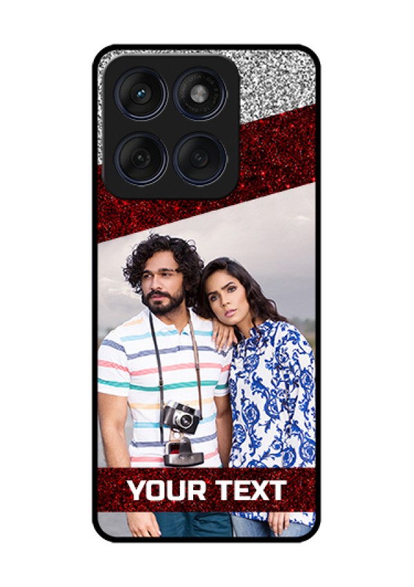 Edge 60 Fusion Custom Glass Phone Case - Image Holder With Glitter Strip Design