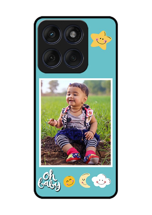 Edge 60 Fusion Custom Glass Phone Case - Smiley Kids Stars Design