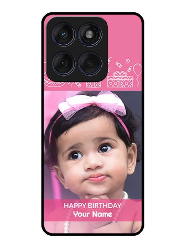 Custom Edge 60 Fusion Custom Glass Phone Case - With Birthday Line Art Design