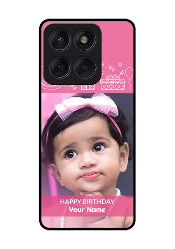 Edge 60 Fusion Custom Glass Phone Case - With Birthday Line Art Design