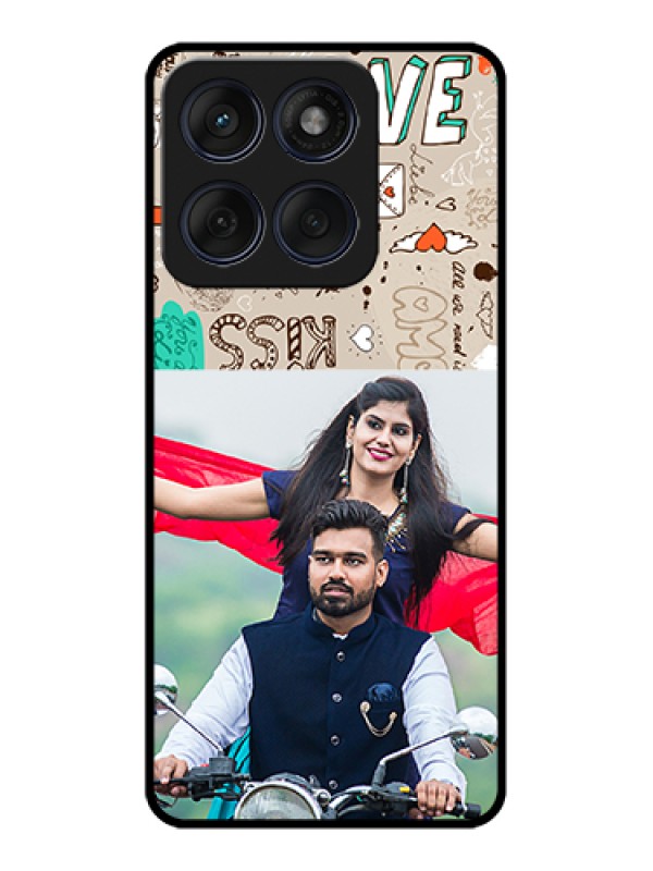 Custom Edge 60 Fusion Custom Glass Phone Case - Love Doodle Pattern