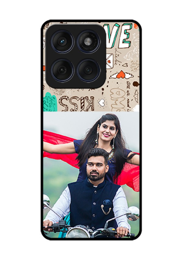 Edge 60 Fusion Custom Glass Phone Case - Love Doodle Pattern
