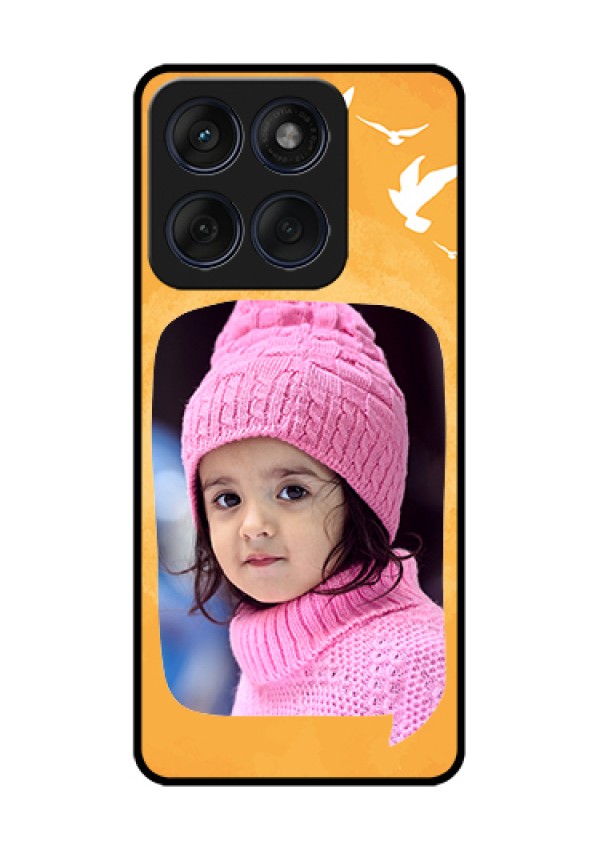 Edge 60 Fusion Custom Glass Phone Case - Water Color Design With Bird Icons
