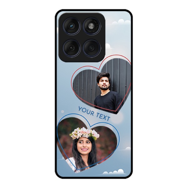 Edge 60 Fusion Custom Glass Phone Case - Blue Color Couple Design Edge 60 Fusion Custom Glass Phone Case - Blue Color Couple Design