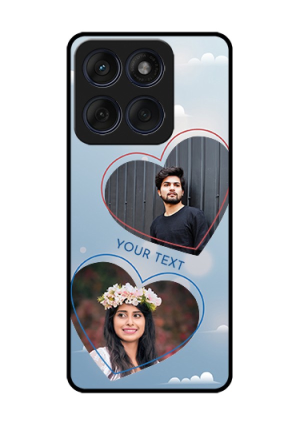Edge 60 Fusion Custom Glass Phone Case - Blue Color Couple Design