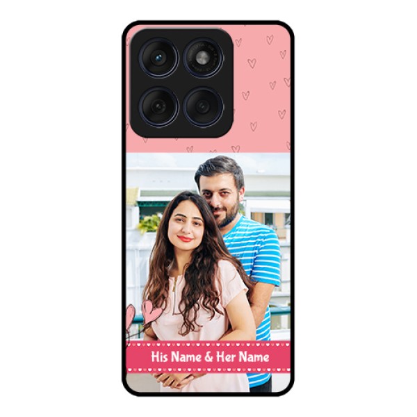 Edge 60 Fusion Custom Glass Phone Case - Love Design Peach Color