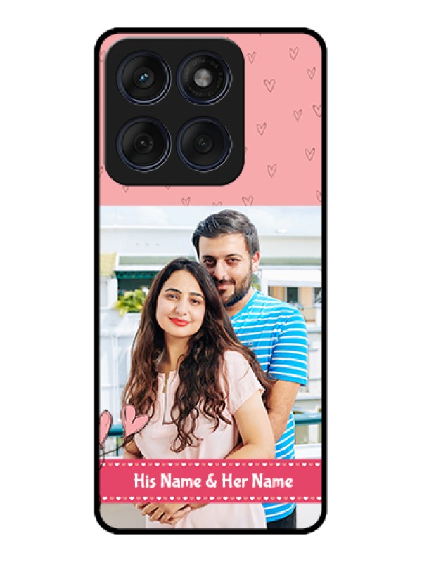 Custom Edge 60 Fusion Custom Glass Phone Case - Love Design Peach Color