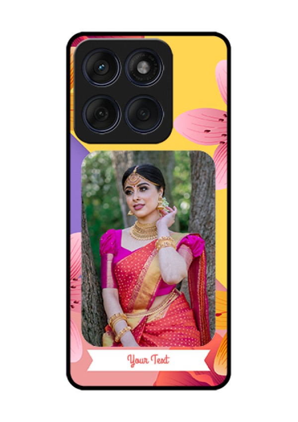 Edge 60 Fusion Custom Glass Phone Case - 3 Image With Vintage Floral Design