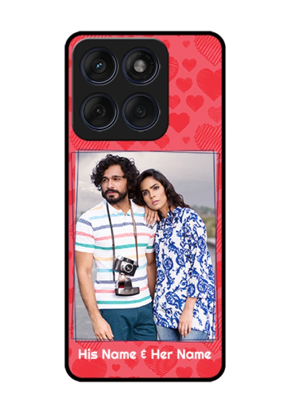 Edge 60 Fusion Custom Glass Phone Case - With Red Heart Symbols Design