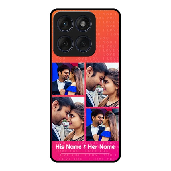 Edge 60 Fusion Custom Glass Phone Case - I Love You Pink Design