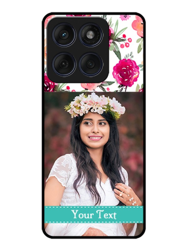 Custom Edge 60 Fusion Custom Glass Phone Case - Water Colors Floral Design