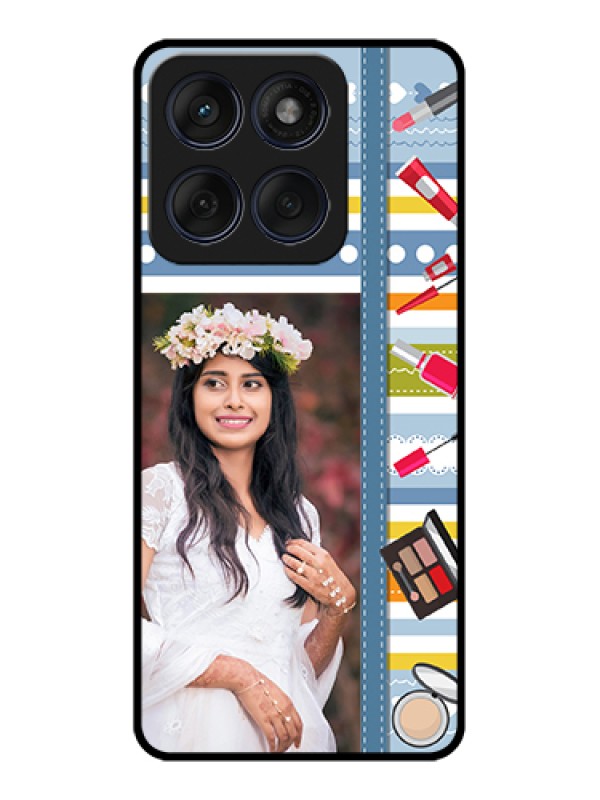 Custom Edge 60 Fusion Custom Glass Phone Case - Makeup Icons Design