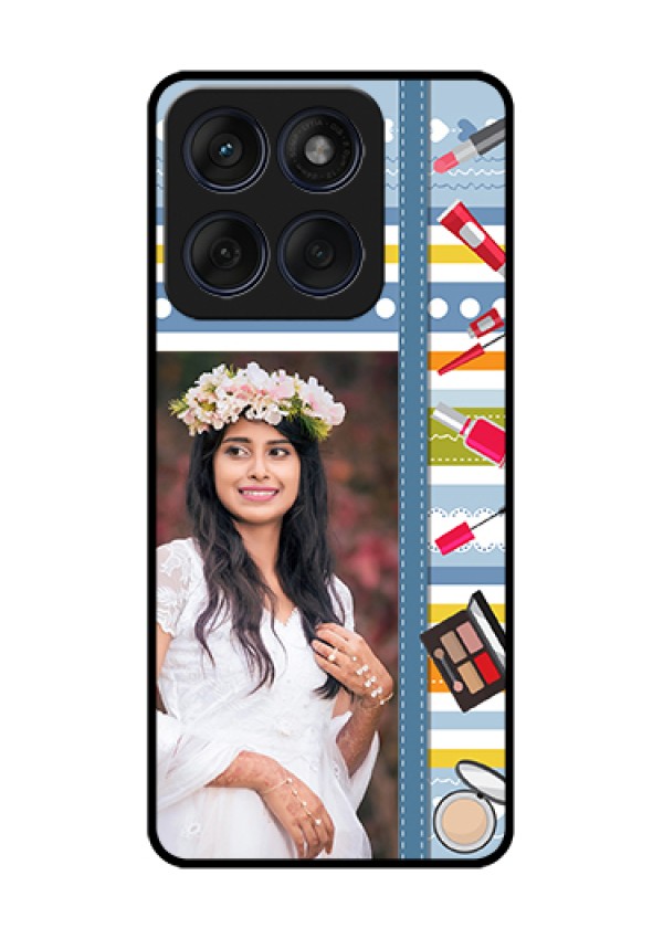 Edge 60 Fusion Custom Glass Phone Case - Makeup Icons Design
