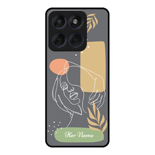Edge 60 Fusion Custom Glass Phone Case - Gazing Woman Line Art Design Edge 60 Fusion Custom Glass Phone Case - Gazing Woman Line Art Design