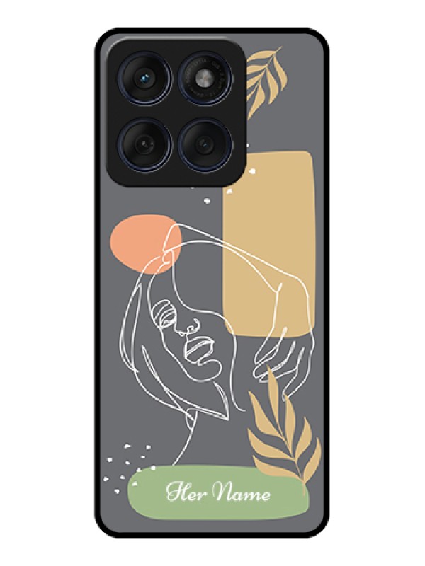 Custom Edge 60 Fusion Custom Glass Phone Case - Gazing Woman Line Art Design