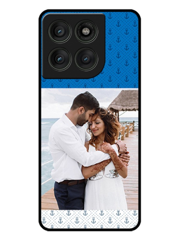 Custom Motorola Edge 60 Pro 5G Custom Glass Phone Case - Blue Anchors Design