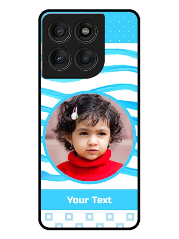 Custom Motorola Edge 60 Pro 5G Custom Glass Phone Case - Simple Blue Case Design