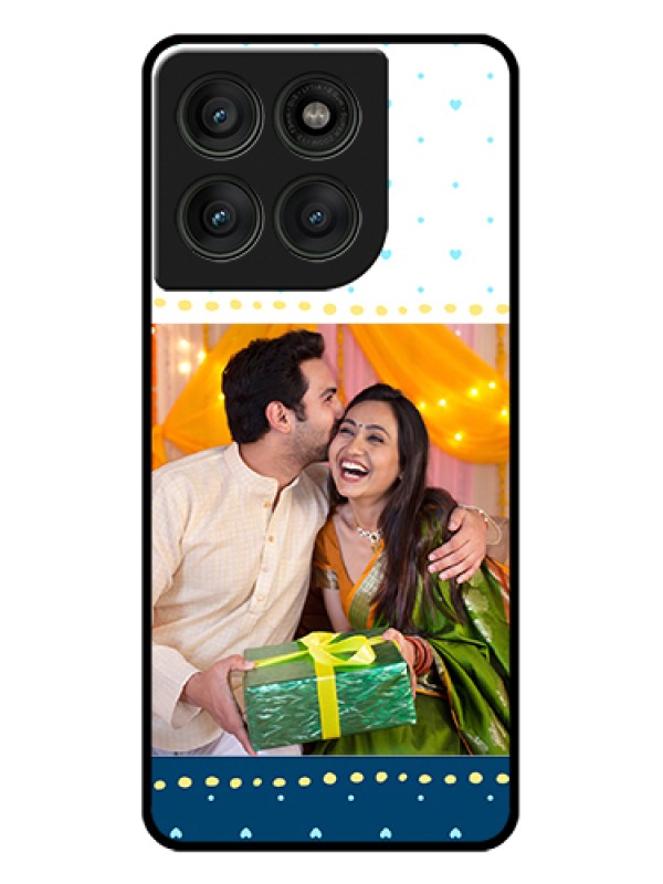 Custom Motorola Edge 60 Pro 5G Custom Glass Phone Case - White And Blue Abstract Design