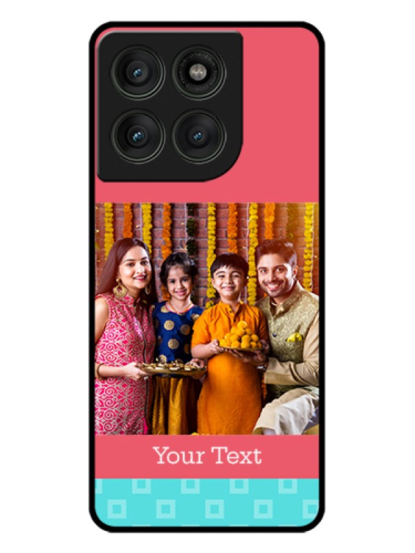 Custom Motorola Edge 60 Pro 5G Custom Glass Phone Case - Peach & Blue Color Design