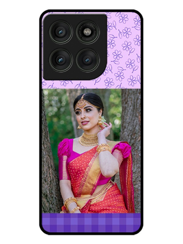 Custom Motorola Edge 60 Pro 5G Custom Glass Phone Case - Purple Floral Design