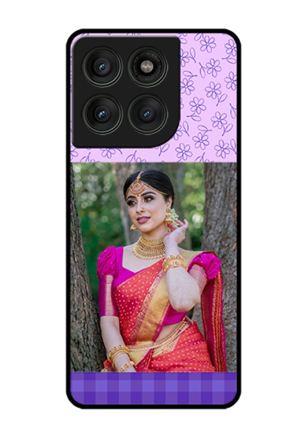 Motorola Edge 60 Pro 5G Custom Glass Phone Case - Purple Floral Design
