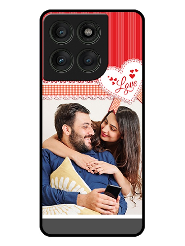 Custom Motorola Edge 60 Pro 5G Custom Glass Phone Case - Red Love Pattern Design