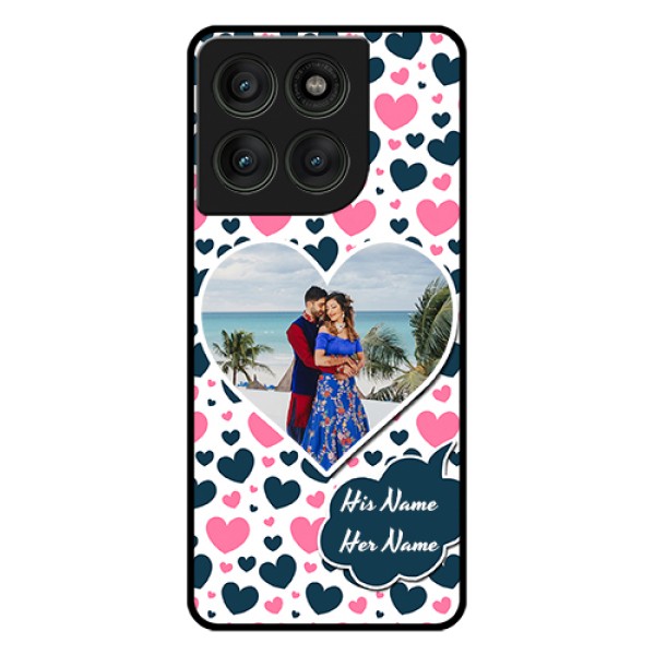 Motorola Edge 60 Pro 5G Custom Glass Phone Case - Pink & Blue Heart Design Motorola Edge 60 Pro 5G Custom Glass Phone Case - Pink & Blue Heart Design