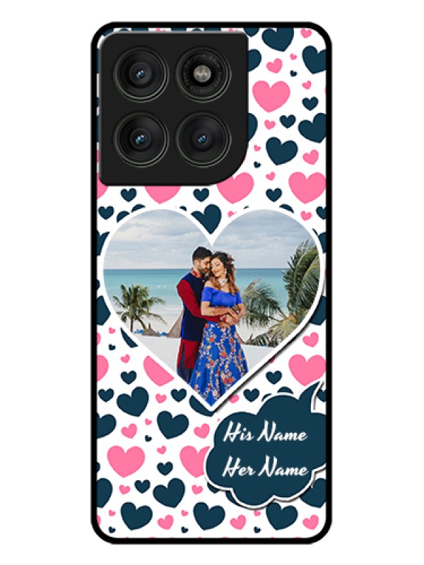 Custom Motorola Edge 60 Pro 5G Custom Glass Phone Case - Pink & Blue Heart Design