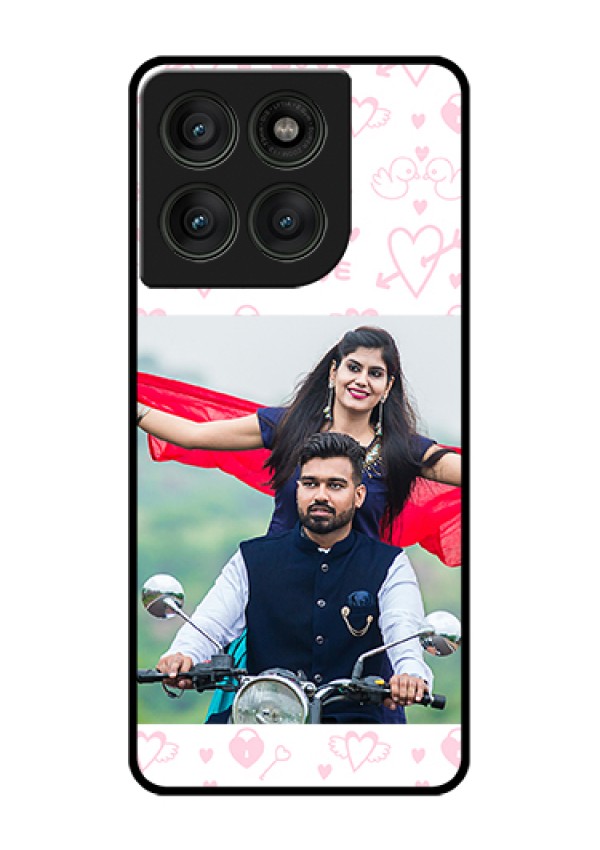 Motorola Edge 60 Pro 5G Custom Glass Phone Case - Pink Flying Heart Design