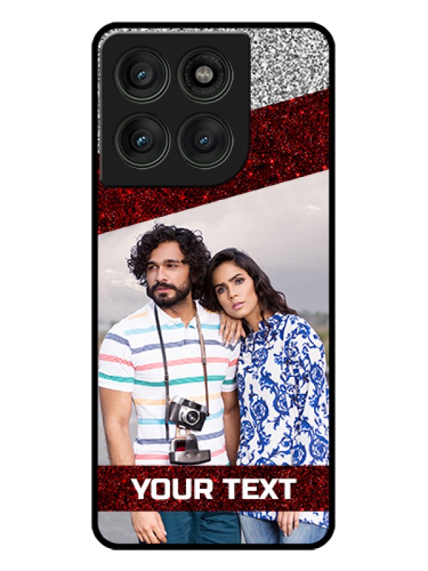 Custom Motorola Edge 60 Pro 5G Custom Glass Phone Case - Image Holder With Glitter Strip Design