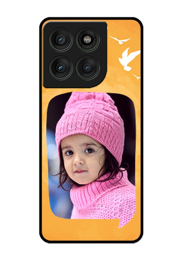 Motorola Edge 60 Pro 5G Custom Glass Phone Case - Water Color Design With Bird Icons