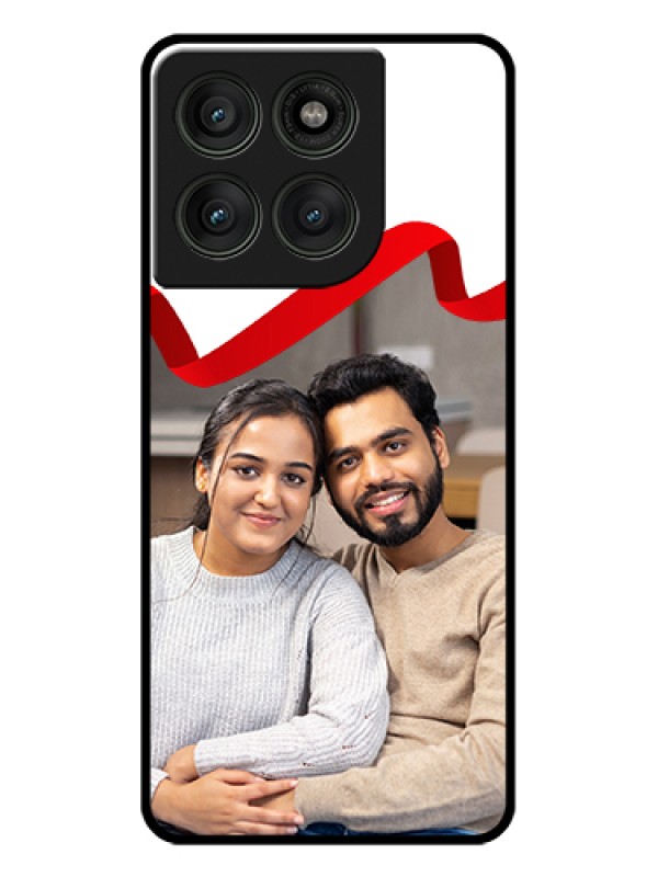 Custom Motorola Edge 60 Pro 5G Custom Glass Phone Case - Red Ribbon Frame Design