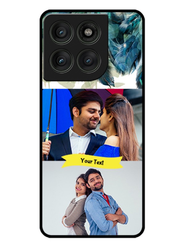 Custom Motorola Edge 60 Pro 5G Custom Glass Phone Case - Image With Boho Peacock Feather Design