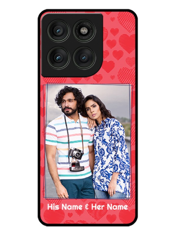 Custom Motorola Edge 60 Pro 5G Custom Glass Phone Case - With Red Heart Symbols Design