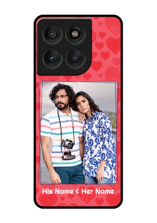 Motorola Edge 60 Pro 5G Custom Glass Phone Case - With Red Heart Symbols Design