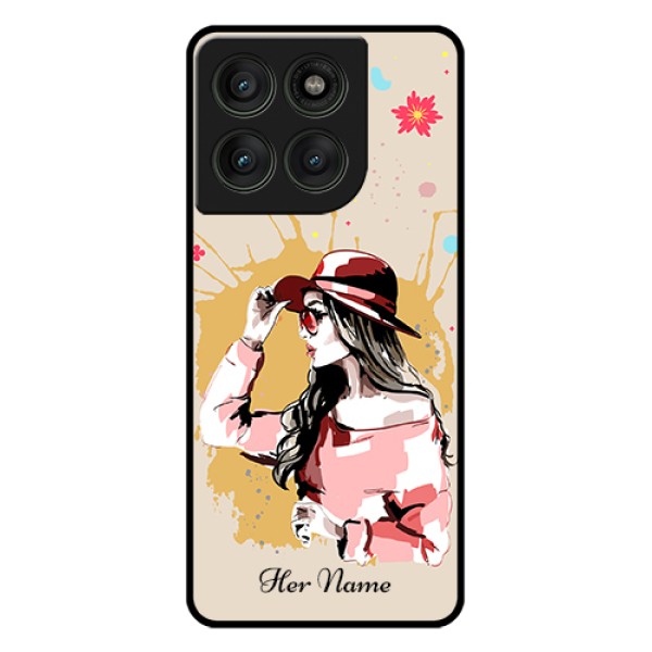 Motorola Edge 60 Pro 5G Custom Glass Phone Case - Women With Pink Hat Design Motorola Edge 60 Pro 5G Custom Glass Phone Case - Women With Pink Hat Design